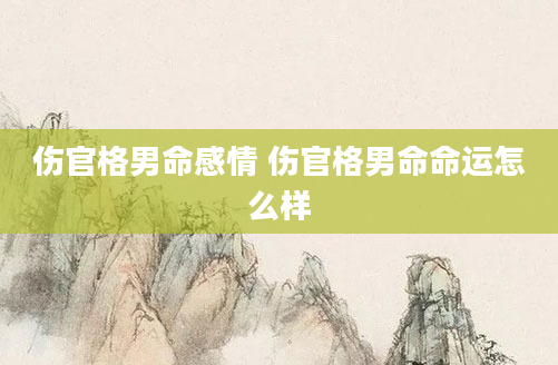 伤官格男命感情 伤官格男命命运怎么样
