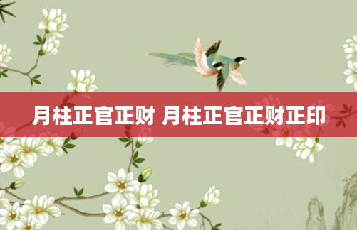 月柱正官正财 月柱正官正财正印