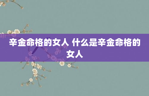 辛金命格的女人 什么是辛金命格的女人