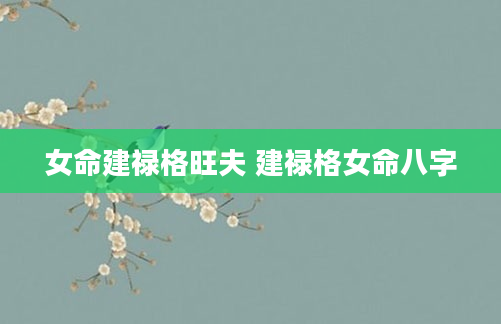 女命建禄格旺夫 建禄格女命八字