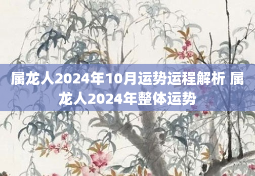 属龙人2024年10月运势运程解析 属龙人2024年整体运势
