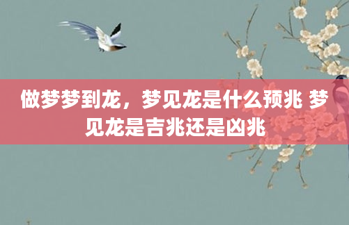 做梦梦到龙，梦见龙是什么预兆 梦见龙是吉兆还是凶兆