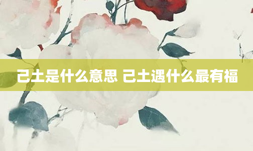 己土是什么意思 己土遇什么最有福