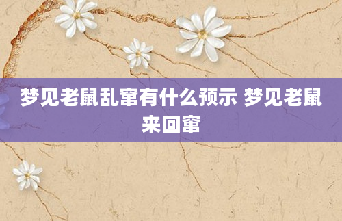 梦见老鼠乱窜有什么预示 梦见老鼠来回窜