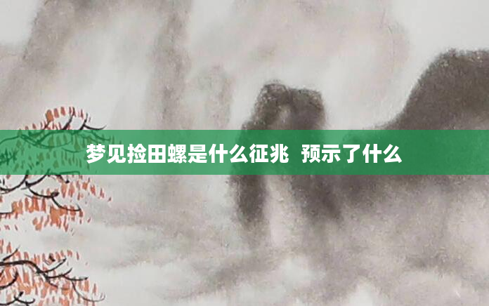 梦见捡田螺是什么征兆  预示了什么
