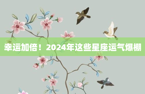 幸运加倍！2024年这些星座运气爆棚