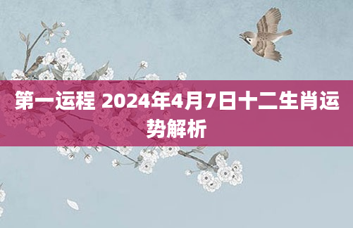 第一运程 2024年4月7日十二生肖运势解析