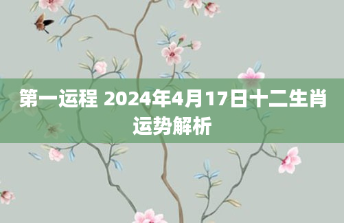 第一运程 2024年4月17日十二生肖运势解析