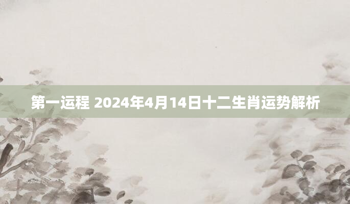 第一运程 2024年4月14日十二生肖运势解析
