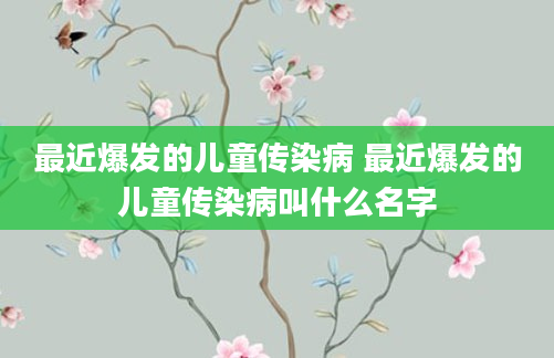 最近爆发的儿童传染病 最近爆发的儿童传染病叫什么名字