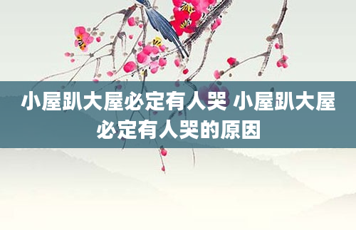 小屋趴大屋必定有人哭 小屋趴大屋必定有人哭的原因