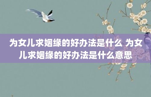 为女儿求姻缘的好办法是什么 为女儿求姻缘的好办法是什么意思