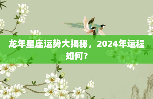龙年星座运势大揭秘，2024年运程如何？