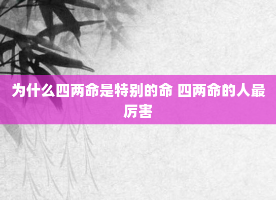 为什么四两命是特别的命 四两命的人最厉害
