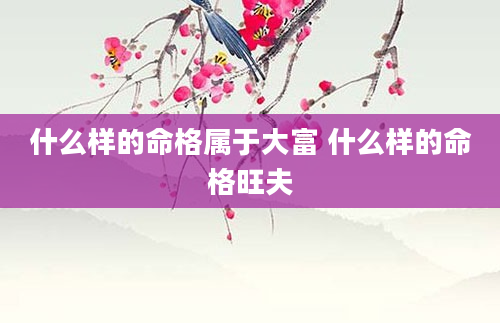 什么样的命格属于大富 什么样的命格旺夫