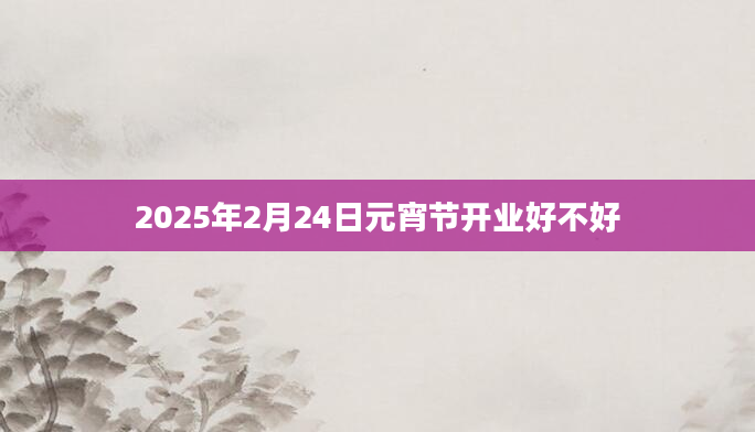 2025年2月24日元宵节开业好不好