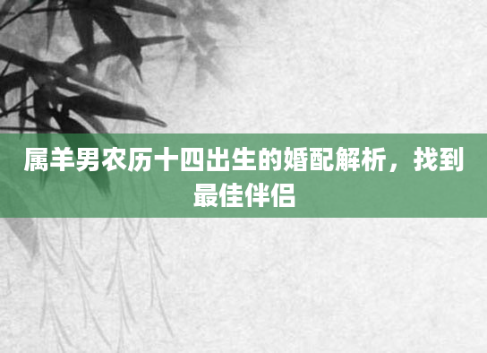 属羊男农历十四出生的婚配解析，找到最佳伴侣