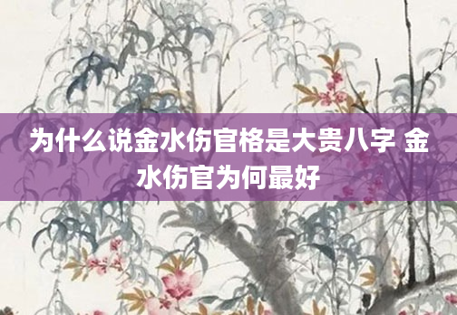 为什么说金水伤官格是大贵八字 金水伤官为何最好