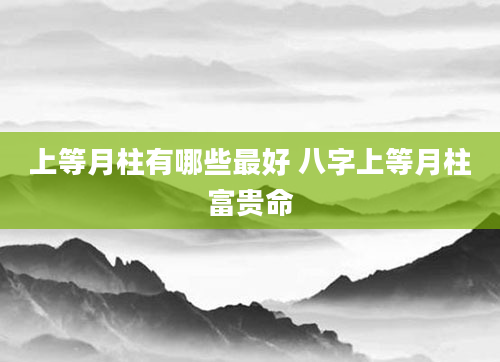 上等月柱有哪些最好 八字上等月柱富贵命