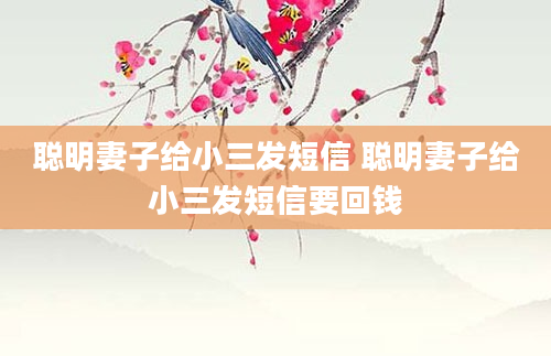 聪明妻子给小三发短信 聪明妻子给小三发短信要回钱
