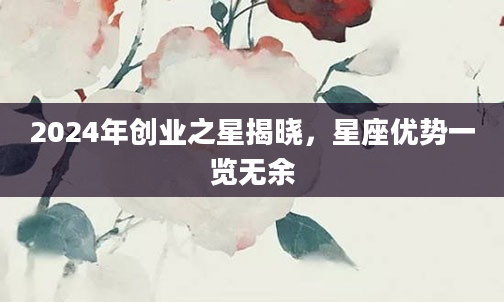 2024年创业之星揭晓，星座优势一览无余