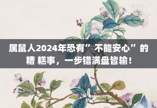 属鼠人2024年恐有”不能安心”的糟 糕事，一步错满盘皆输！