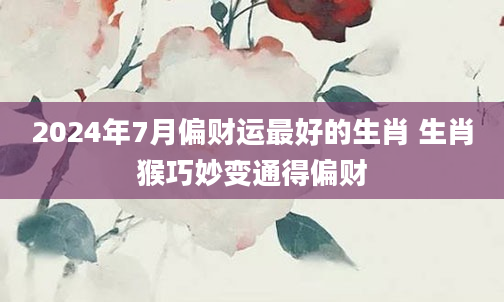 2024年7月偏财运最好的生肖 生肖猴巧妙变通得偏财