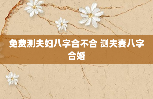 免费测夫妇八字合不合 测夫妻八字合婚