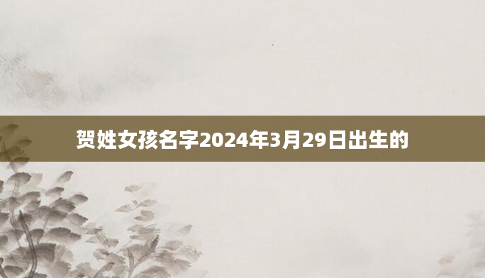贺姓女孩名字2024年3月29日出生的