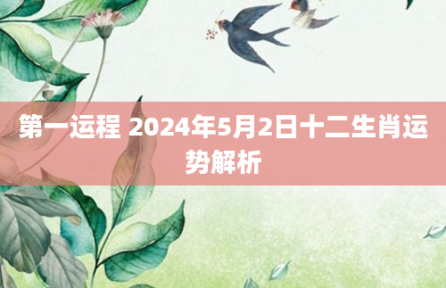 第一运程 2024年5月2日十二生肖运势解析