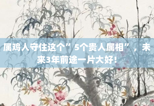 属鸡人守住这个”5个贵人属相”，未来3年前途一片大好！