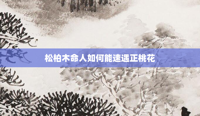 松柏木命人如何能速遇正桃花