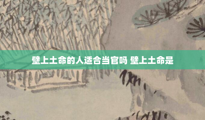 壁上土命的人适合当官吗 壁上土命是