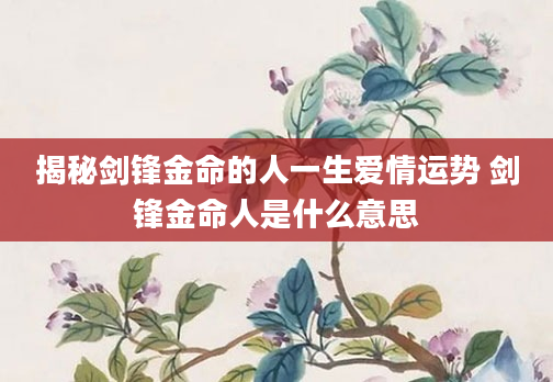 揭秘剑锋金命的人一生爱情运势 剑锋金命人是什么意思