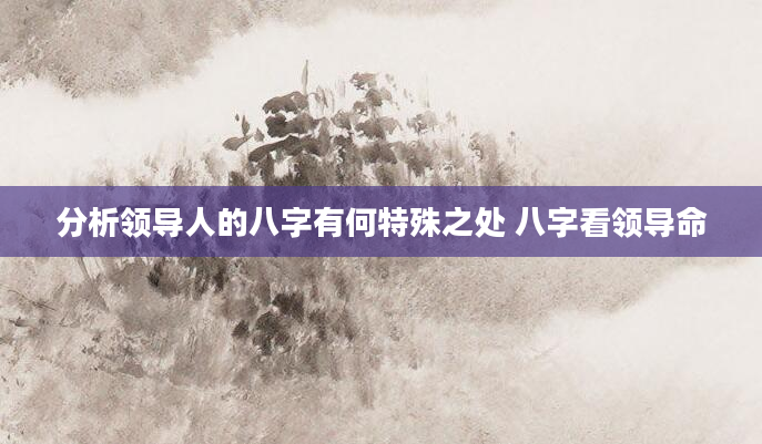 分析领导人的八字有何特殊之处 八字看领导命