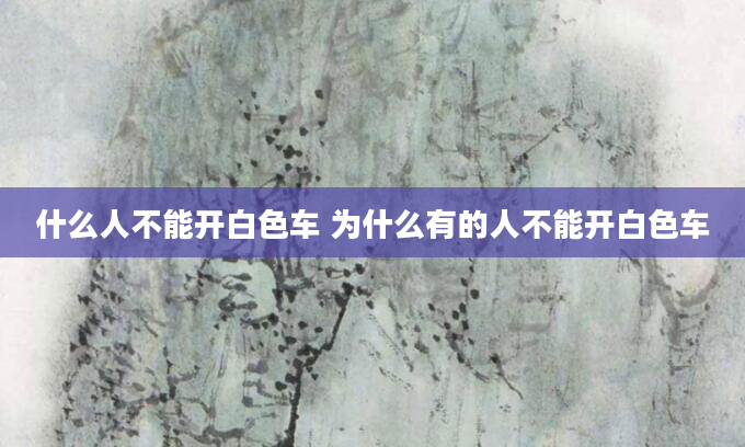 什么人不能开白色车 为什么有的人不能开白色车