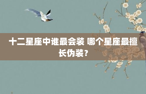 十二星座中谁最会装 哪个星座最擅长伪装？