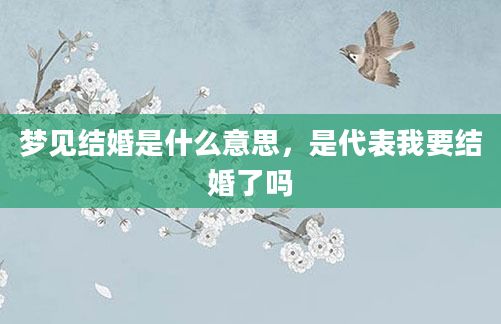 梦见结婚是什么意思，是代表我要结婚了吗