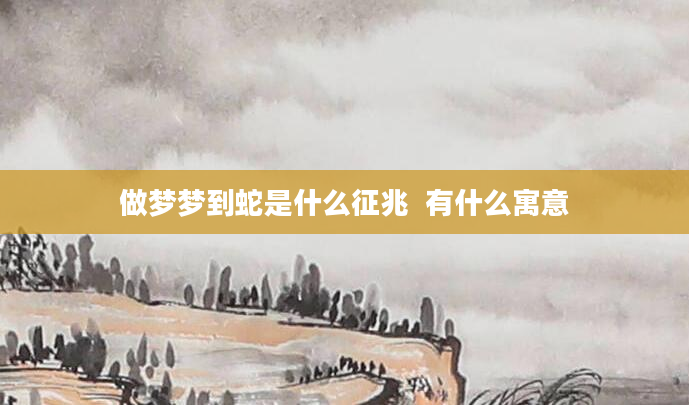 做梦梦到蛇是什么征兆  有什么寓意