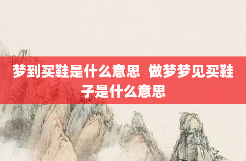 梦到买鞋是什么意思  做梦梦见买鞋子是什么意思