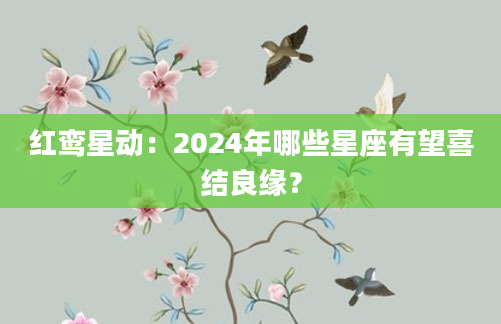 红鸾星动：2024年哪些星座有望喜结良缘？