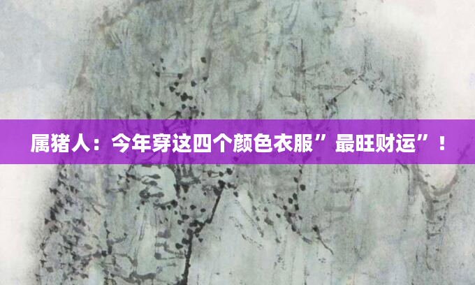 属猪人：今年穿这四个颜色衣服”最旺财运”！