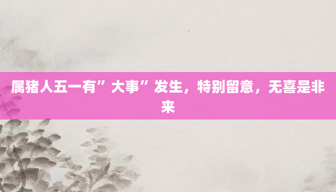 属猪人五一有”大事”发生，特别留意，无喜是非来