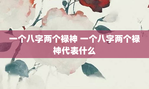一个八字两个禄神 一个八字两个禄神代表什么