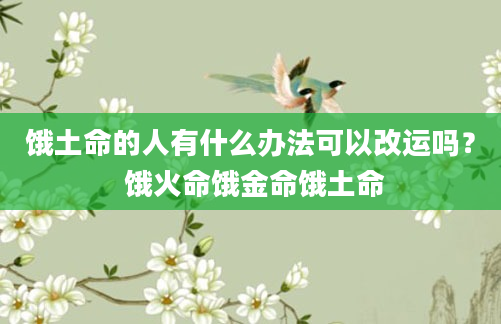 饿土命的人有什么办法可以改运吗？ 饿火命饿金命饿土命