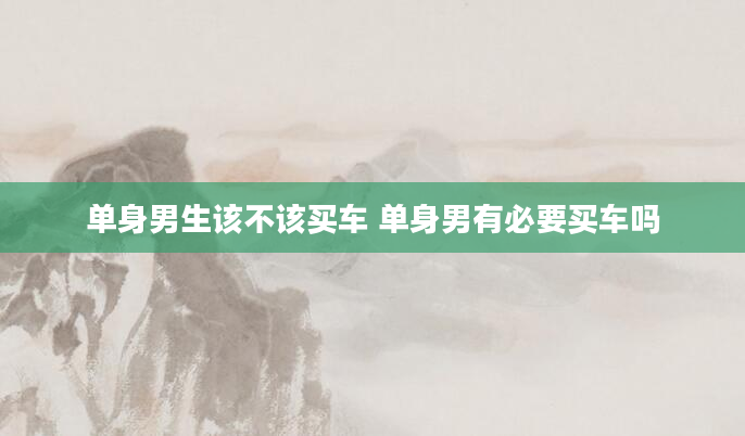 单身男生该不该买车 单身男有必要买车吗