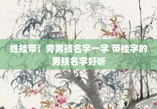 姓桂带氵旁男孩名字一字 带桂字的男孩名字好听