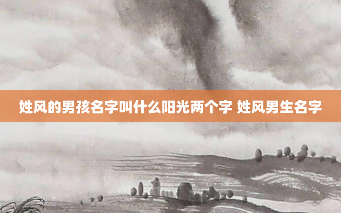 姓风的男孩名字叫什么阳光两个字 姓风男生名字