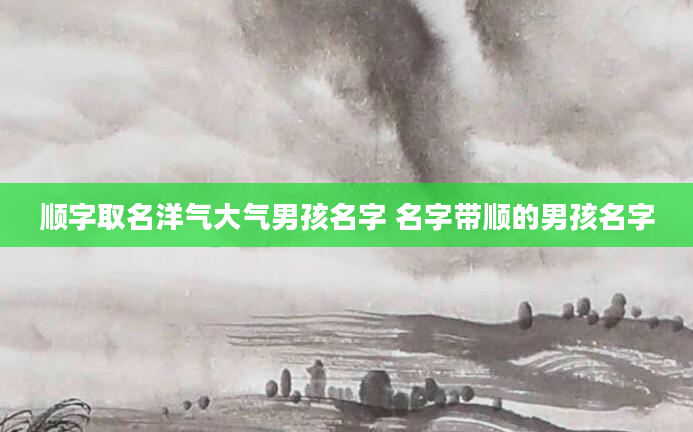 顺字取名洋气大气男孩名字 名字带顺的男孩名字