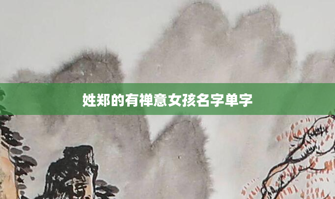 姓郑的有禅意女孩名字单字